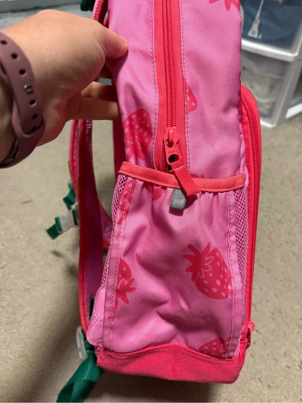 Kids Strawberry Print Pink Backpack